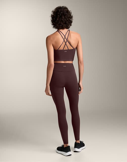 OYSHO Comfortlux Strap Tank Top With Cups In Dark Brown