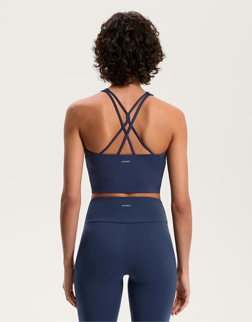 OYSHO Comfortlux Strap Tank Top With Cups In Navy Blue