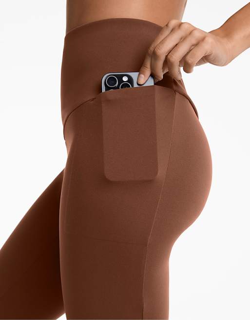 OYSHO Comfortlux Super High Rise 65cm Ankle-length Leggings With Pockets In Brown