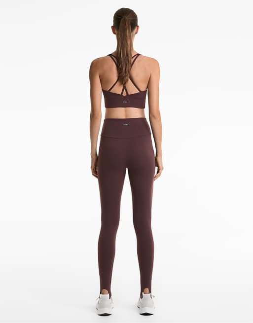 OYSHO Comfortlux Super High Rise Ankle-length Stirrup Leggings In Brown