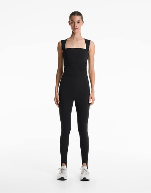 OYSHO Comfortlux Super High Rise Ankle-length Stirrup Leggings In Black