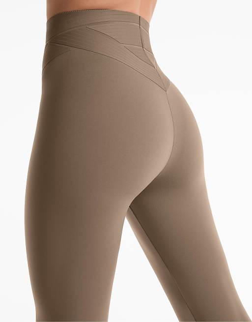 OYSHO Compressive Core Control Block High Rise 65cm Ankle-length Leggings In Mocha