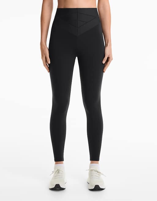 OYSHO Compressive core control block high rise 65cm ankle-length leggings in black