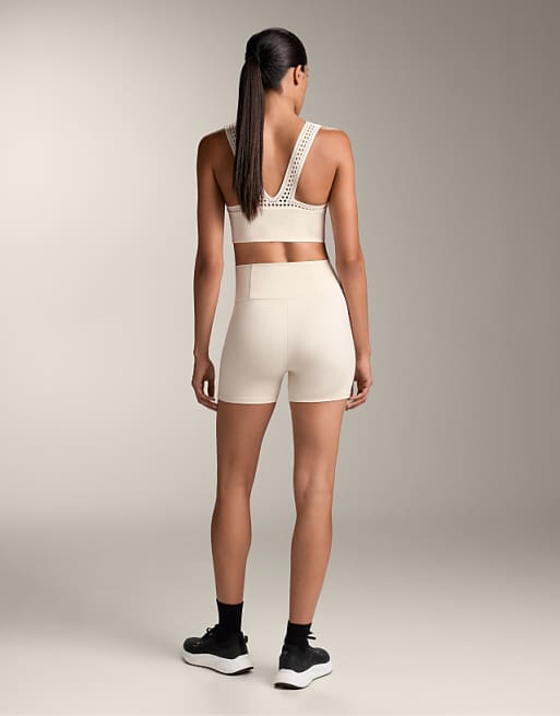 OYSHO Compressive Cutwork Tank Top In Pale Ecru