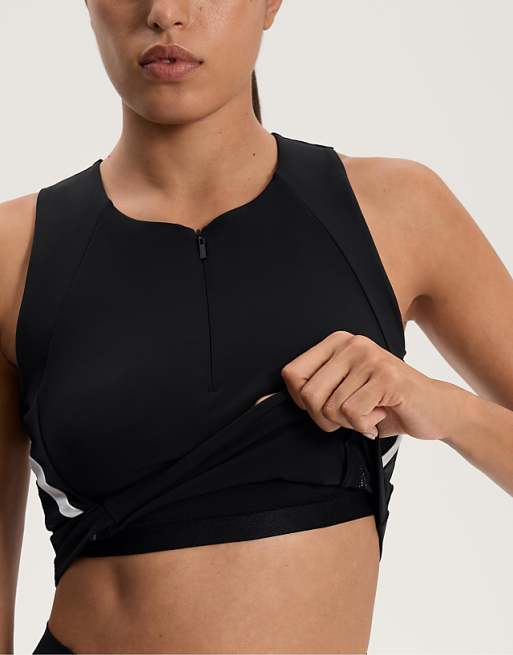 OYSHO Compressive Lines Tank Top In Black