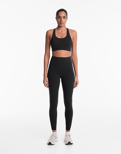 OYSHO Compressive Pocket High-rise 65cm Ankle-length Leggings In Black