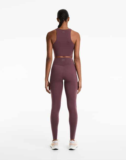 OYSHO Compressive Pocket High-rise 65cm Ankle-length Leggings In Burgundy