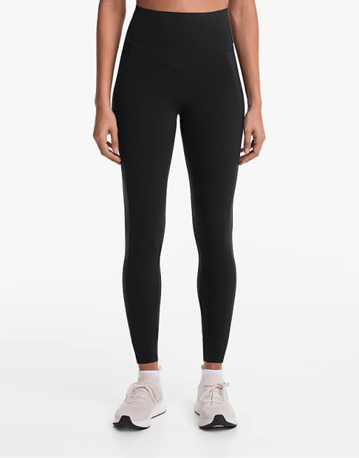 OYSHO Compressive pocket high-rise 65cm ankle-length leggings in black