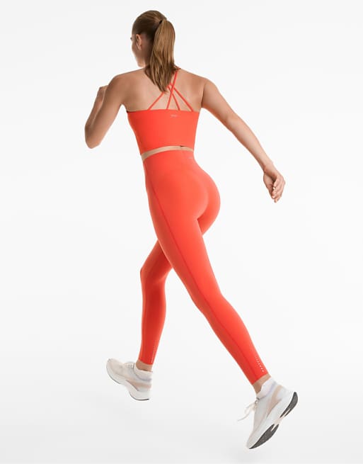 OYSHO Compressive Reflective High Rise Ankle-length Leggings In Orange