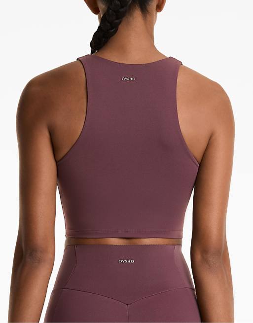 OYSHO Compressive Tank Top In Burgundy