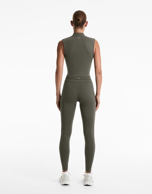 OYSHO Evermove Crease High Rise Ankle-length Leggings In Green