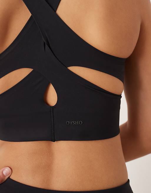 OYSHO Light Touch Medium-support Sports Bra In Black