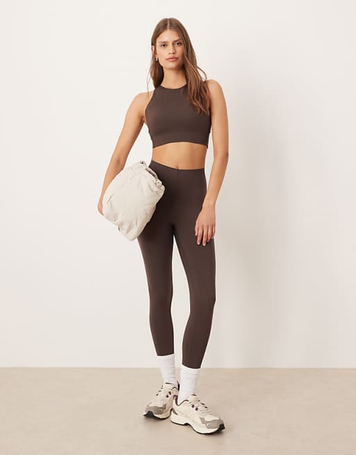 OYSHO Light Touch Medium-support Sports Bra In Brown