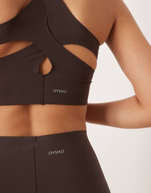 OYSHO Light Touch Medium-support Sports Bra In Brown