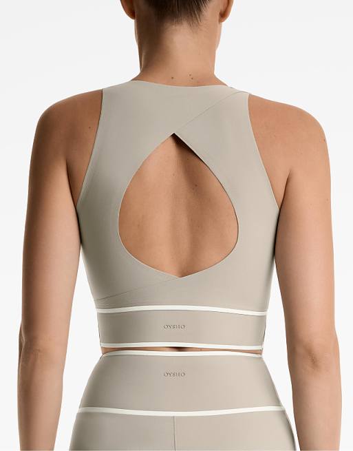 OYSHO Perfect-adapt Crossover Band Tank Top In Mink