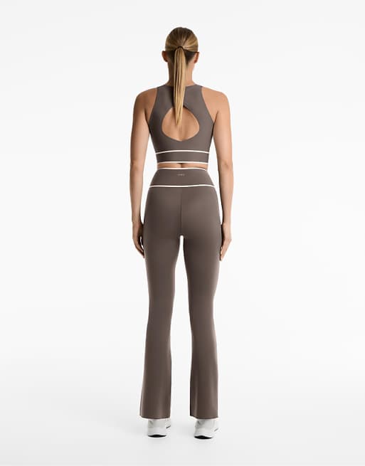 OYSHO Perfect-adapt Crossover V-cut Waist Flare Trousers In Black