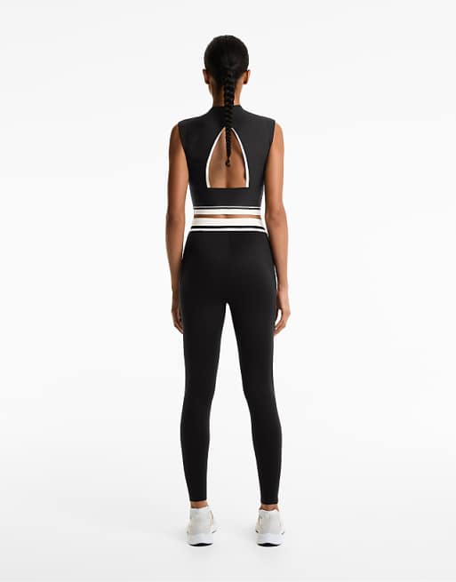 OYSHO Perfect-adapt High-rise 65cm Ankle-length Leggings With Side Line In Black