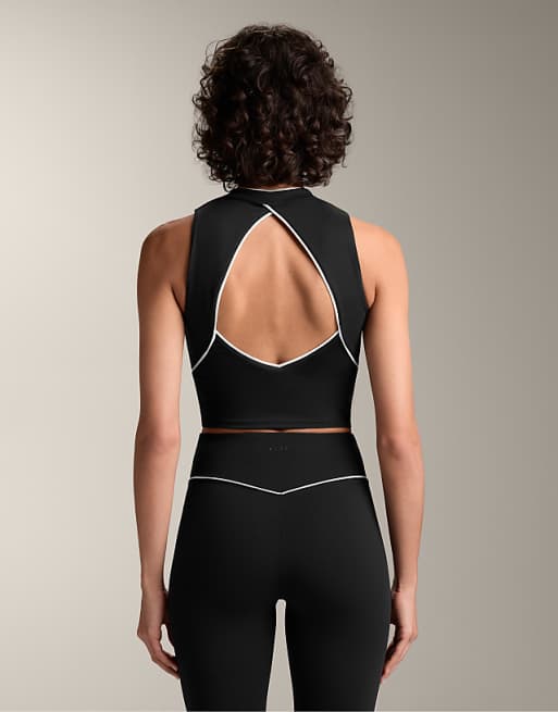 OYSHO Piping comfortlux tank top in black