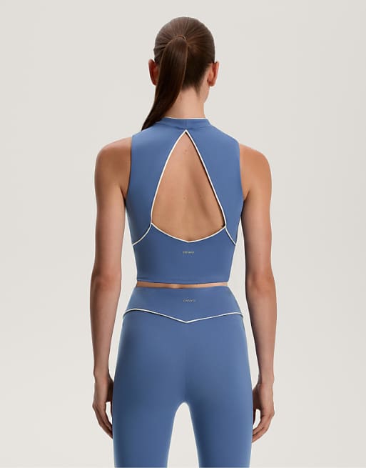 OYSHO Piping Comfortlux Tank Top In Mid-blue