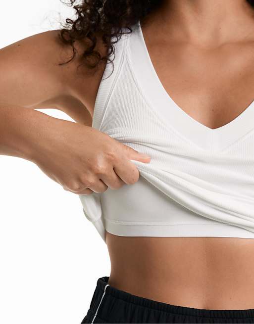 OYSHO Rib Modal Blend Tank Top In White