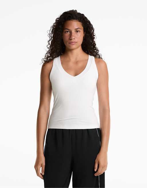 OYSHO Rib modal blend tank top in white