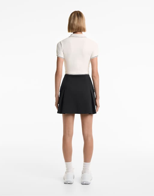 OYSHO Seamless Short-sleeved Polo Shirt In Pale Ecru