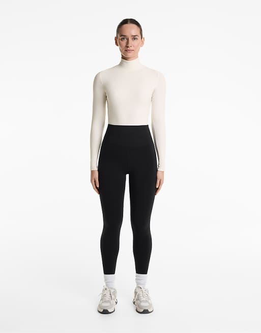OYSHO Super-high-rise Seamless Extra-warm 70cm Ankle-length Leggings In Black