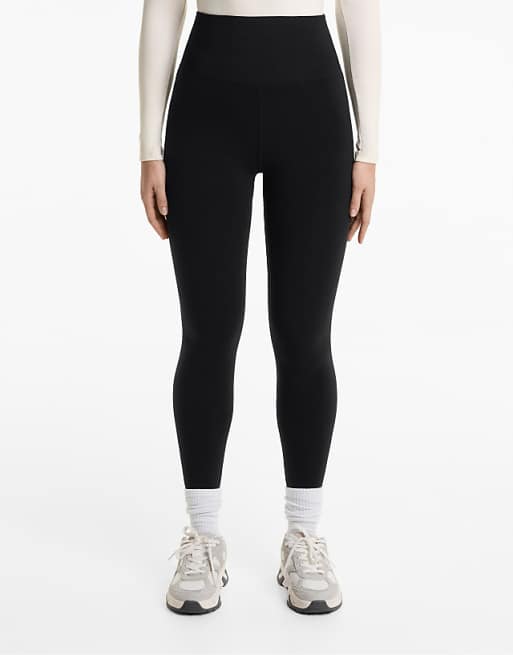 OYSHO Super-high-rise seamless extra-warm 70cm ankle-length leggings in black