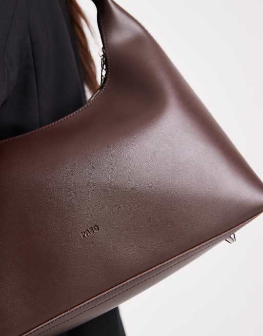 PASQ Structured Shoulder Bag In Brown