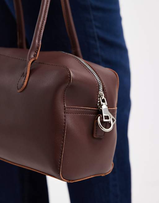 PASQ Twin Strap Medium Shoulder Bag In Brown