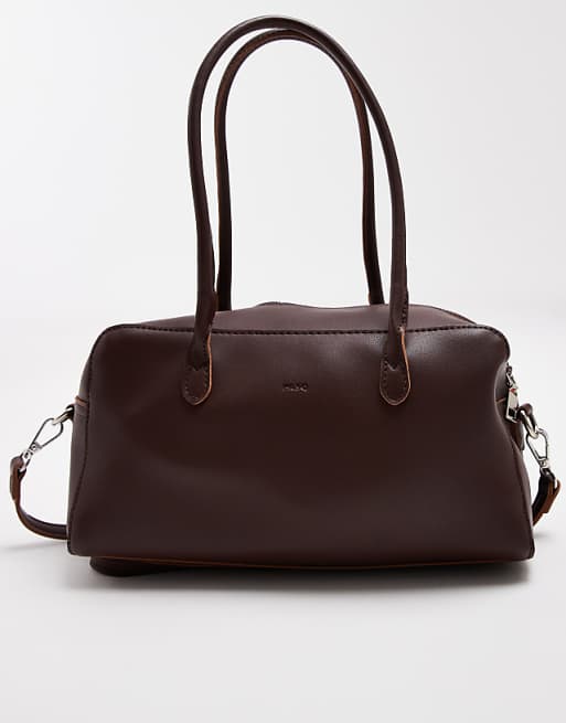 PASQ Twin Strap Medium Shoulder Bag In Brown