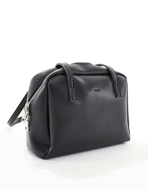 PASQ Twin Strap Small Box Shoulder Bag In Black