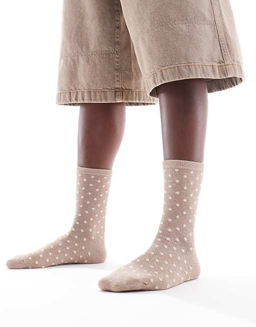 Piece Glitter Sock In Beige Spot