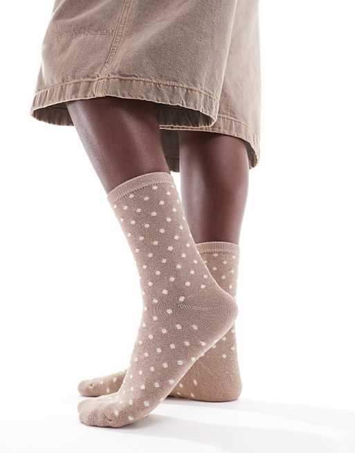 Piece Glitter Sock In Beige Spot
