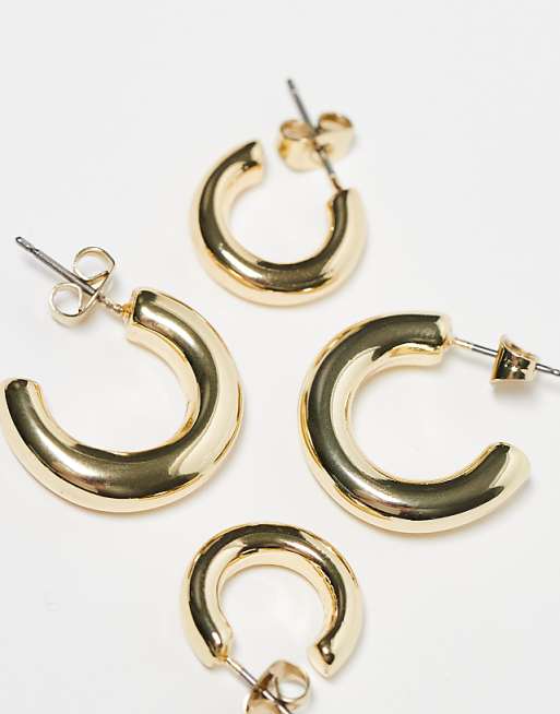 Pieces 18k Plated 2-pack Everyday Hoop Earrings In Gold