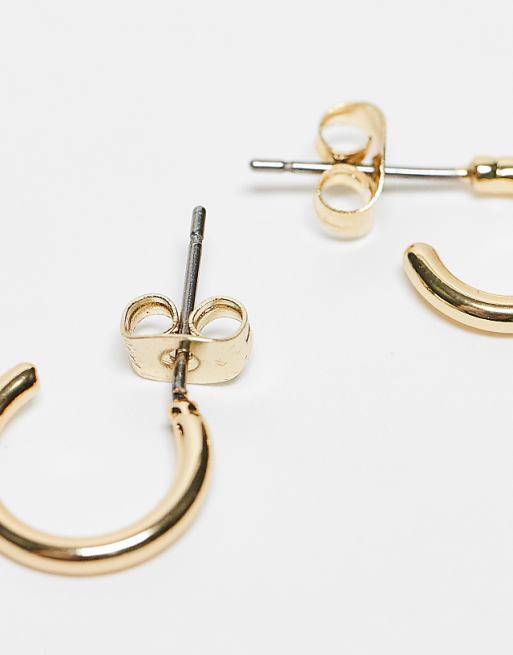 Pieces 18k Plated 3-pack Everyday Huggie And Hoop Earrings In Gold