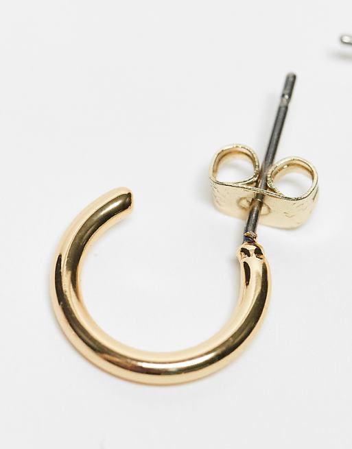 Pieces 18k Plated 3-pack Everyday Huggie And Hoop Earrings In Gold