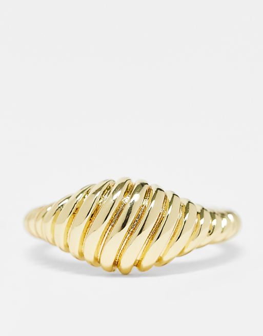 Pieces 18k Plated Chunky Textured Ring In Gold