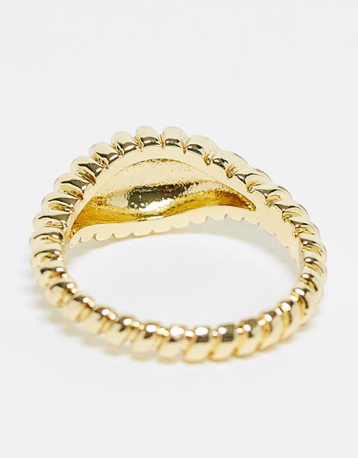 Pieces 18k Plated Chunky Textured Ring In Gold