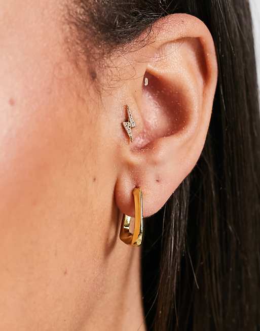 Pieces 18k Plated Geometric Hoops In Gold