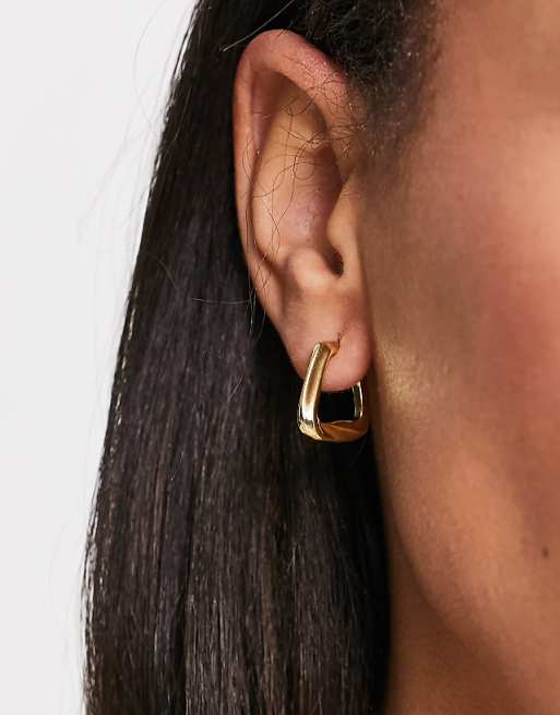 Pieces 18k Plated Geometric Hoops In Gold
