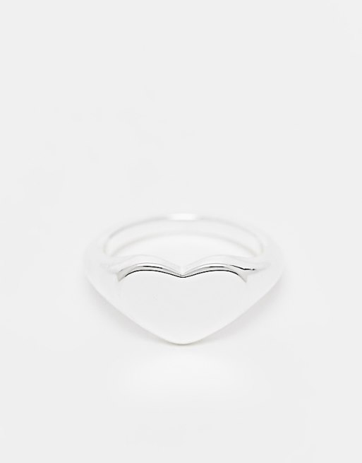 Pieces 18k Plated Heart Signet Ring In Silver
