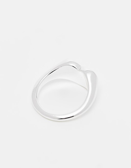Pieces 18k Plated Heart Signet Ring In Silver