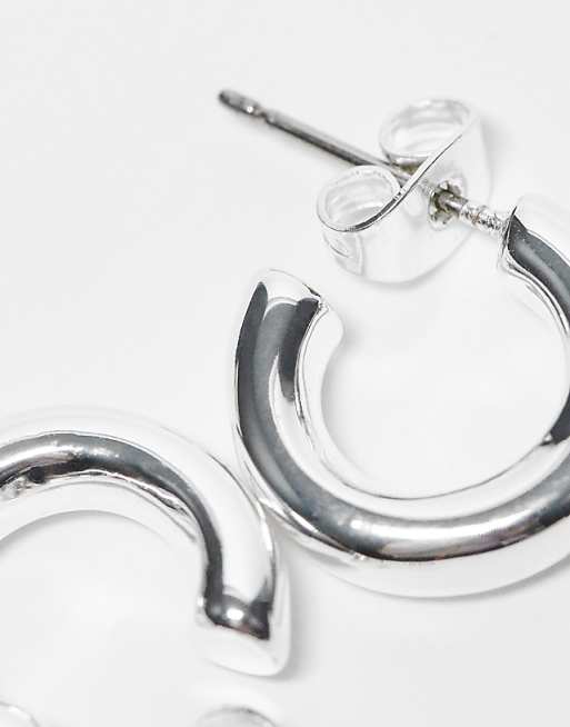 Pieces 2-pack Everyday Hoop Earrings In Plated Sterling Silver