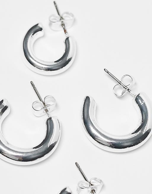 Pieces 2-pack Everyday Hoop Earrings In Plated Sterling Silver