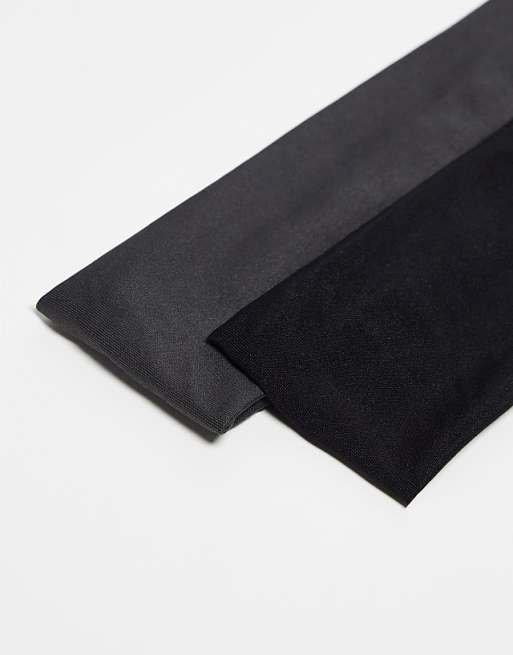 Pieces 2 Pack Jersey Headbands In Black & Grey