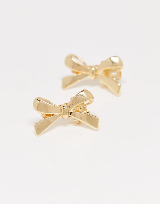 Pieces 2 pack metal bow hair clips in gold tone