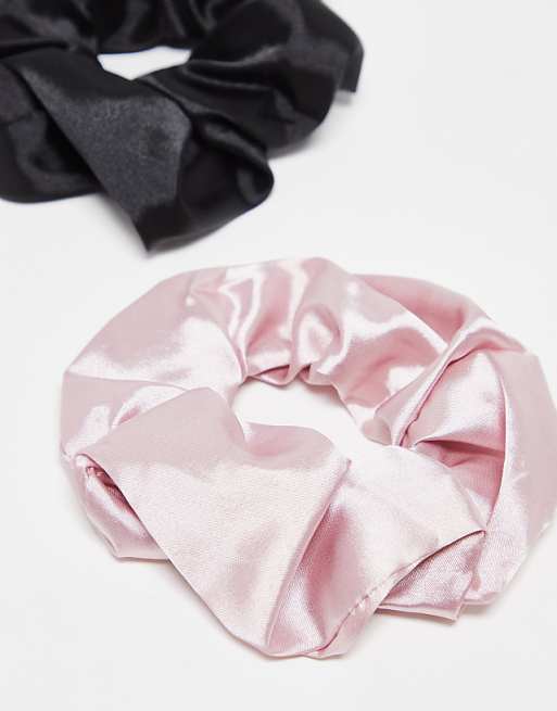 Pieces 2 Pack Scrunchies In Black And Pink