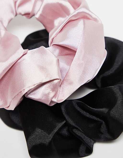 Pieces 2 Pack Scrunchies In Black And Pink