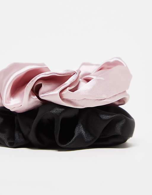 Pieces 2 Pack Scrunchies In Black And Pink